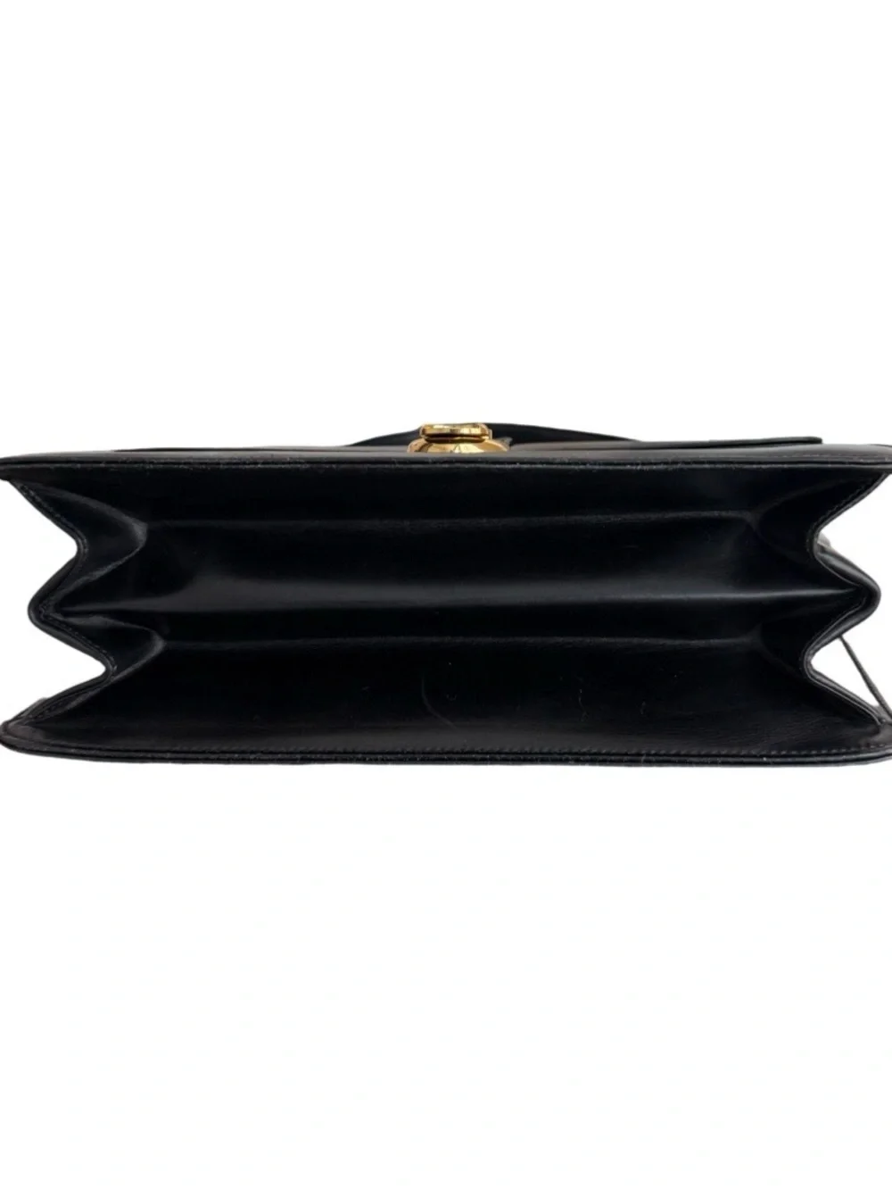 Vintage Gucci Black Leather Structured Top Handle Handbag GG Clasp